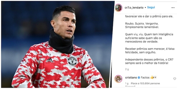 Pallone d'Oro, post contro Messi: spunta il like di Cristiano Ronaldo