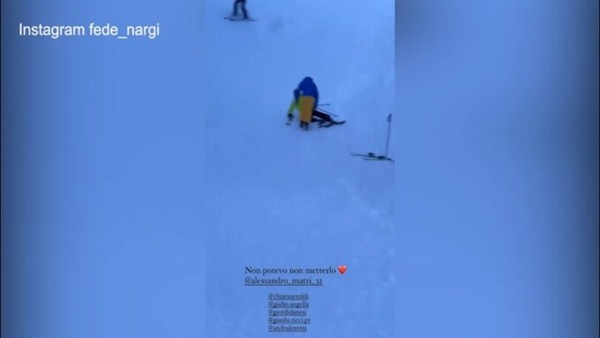 Matri, che caduta sulla pista da sci