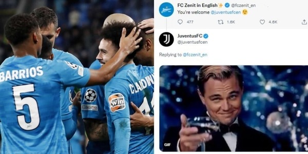 La Juve brinda allo Zenit per il primo posto: il siparietto sui social