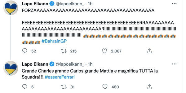 Lapo Elkann esulta per la Ferrari: «Grandi tutti, magnifica squadra!»