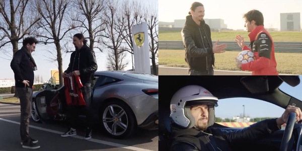 Ibrahimovic sfreccia con la Ferrari a Maranello: siparietto con Binotto e show con Sainz e Leclerc!