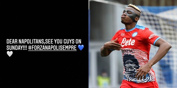Napoli, Oshimen ko. Poi assicura: "Ci vediamo domenica"