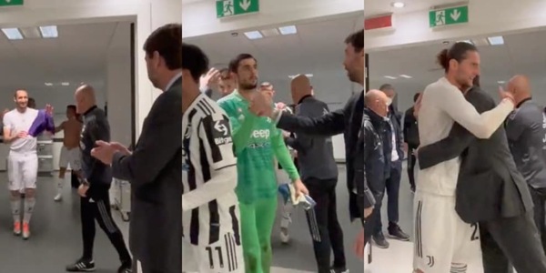 Juventus, Agnelli negli spogliatoi si complimenta con la squadra