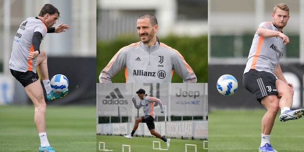 Juve, Vlahovic show in allenamento e Bonucci se la ride