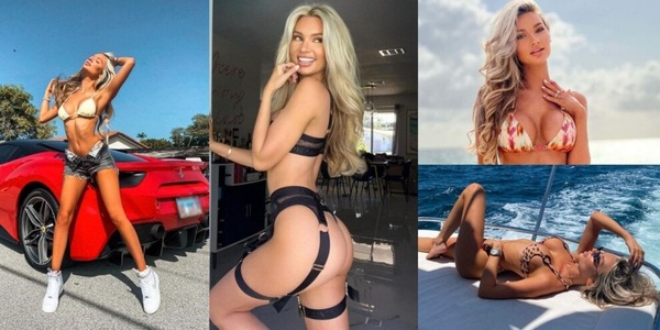 Alexa Collins, le curve sexy che non resistono alla passione Ferrari