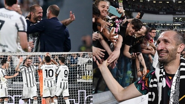 Chiellini saluta tra gli applausi: l'abbraccio della squadra e dei tifosi