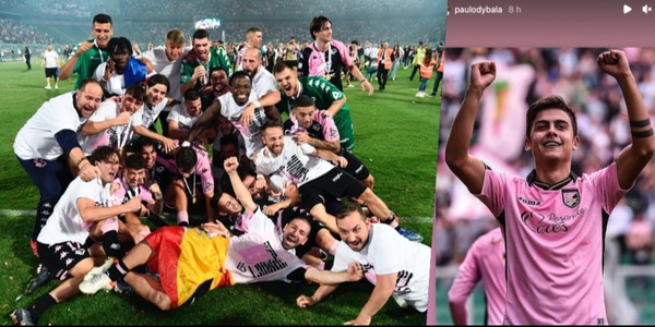 Dybala e Amauri fanno festa per il ritorno del Palermo in Serie B