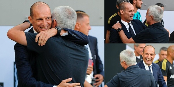 Allegri e Mourinho, abbracci e risate prima di Juve-Roma