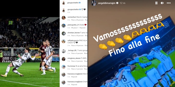 Torino-Juventus social: cuori Chiellini, applausi Di Maria