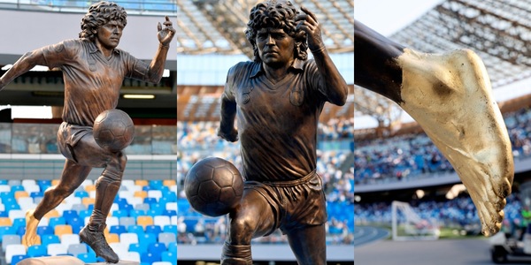 Il Napoli si ‘inchina’ a Maradona: la statua fa il giro del campo
