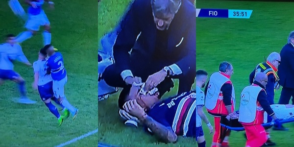 Amione shock: maschera di sangue dopo un violentissimo scontro in Sampdoria-Fiorentina