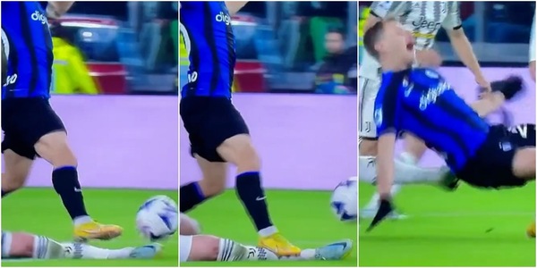 Juve-Inter, l'incredibile simulazione di Barella: calpesta Rabiot e poi si tuffa urlando