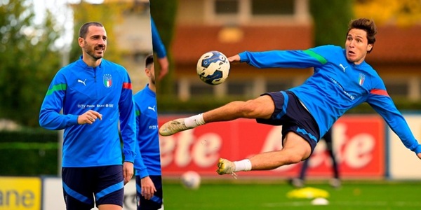Chiesa in acrobazia, Dimarco rugby, il tatuaggio di Di Lorenzo: Italia in azione FOTO