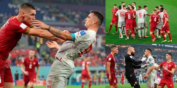 Serbia-Svizzera, rissa in campo: Milenkovic contro Xhaka