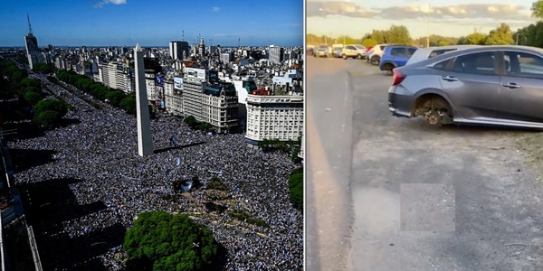 Argentina: 5 milioni in strada per salutare i campioni. E le gomme rubate