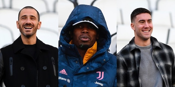 Pogba incappucciato, Vlahovic e Bonucci se la ridono in tribuna