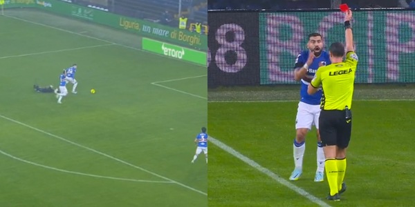 Sampdoria-Napoli, la doppia decisione di Abisso: prima rigore, poi espulsione. Proteste dei blucerchiati