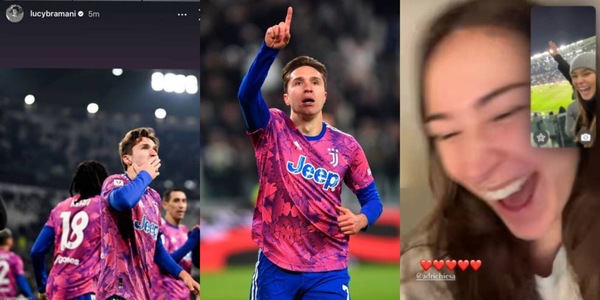 Juve, Chiesa e il bacio in tribuna dopo il gol: la reazione della fidanzata
