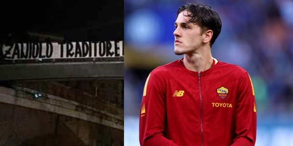 Zaniolo, duro striscione dei tifosi Roma: “M… senza onore”