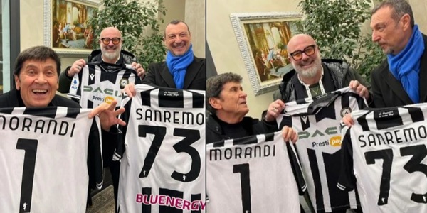 Sanremo: Amadeus e Morandi con la maglia bianconera! Chi lo dice ad Inter e Bologna?