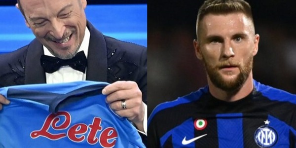 Amadeus a Sanremo: battuta sul Napoli e gaffe su Skriniar