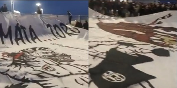 Juventus-Torino, la coreografia dei tifosi bianconeri fuori dallo stadio VIDEO
