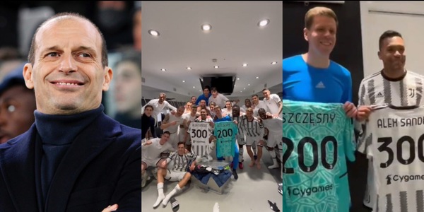 Allegri dà i numeri: Punti Juve? 35, 50, anzi 52... Szczesny fa 200, Alex Sandro 300
