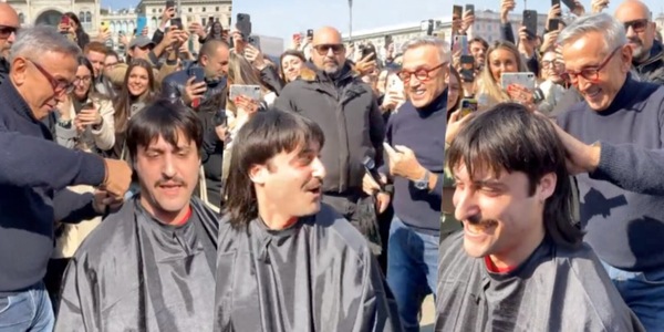 Masterchef, Edoardo e Chef Barbieri: il taglio dei capelli in Piazza Duomo