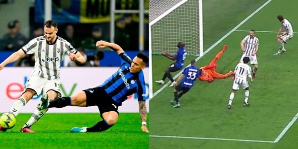Inter-Juve, Gatti come Chiellini: salva su Dumfries ed esulta FOTO