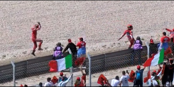 MotoGP, Bagnaia esulta come Ronaldo dopo la vittoria nel GP del Portogallo