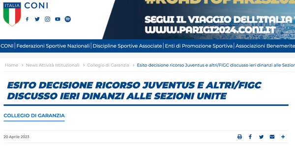Sentenza Juve, il Coni rinvia: che succede? Vi spieghiamo tutto