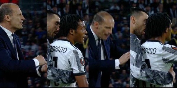 Cuadrado furioso dopo il gol subito, Allegri lo richiama: "Gioca"