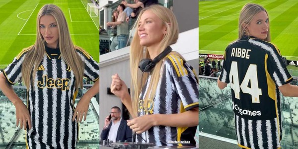 Melanie Ribbe incanta lo Stadium: maglia Juve e portafortuna di Fagioli