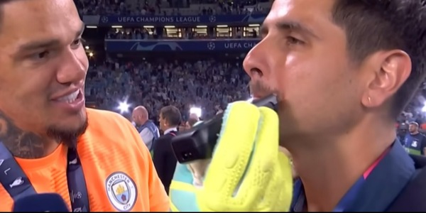 Ederson, festa per la vittoria sull'Inter: ne fa le spese un giornalista