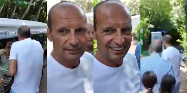 Allegri, lo sfottò di un tifoso del Napoli: lui sta al gioco e ci ride su