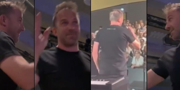 Del Piero al concerto di Russell Crowe: pubblico in delirio e standing ovation