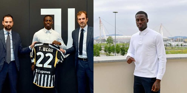 Weah è il nuovo 22 della Juve: le FOTO con Manna e Calvo