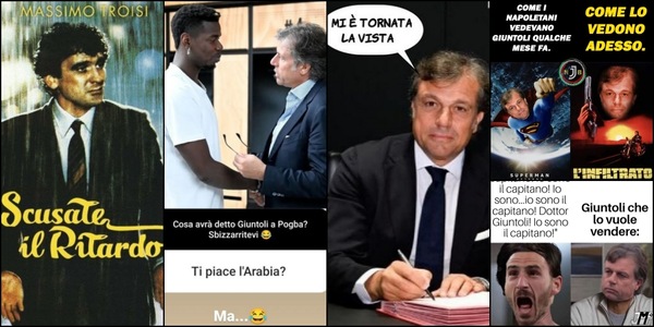 Giuntoli, Pogba, le ironie social sull'arrivo alla Juve e l'addio al Napoli...
