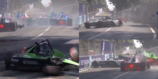 Formula E, le foto dell'incidente che ha coinvolto Bird, Buemi e Mortara