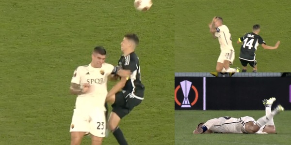 Mancini colpito duro all'anca in Sheriff-Roma ma si tocca la testa...