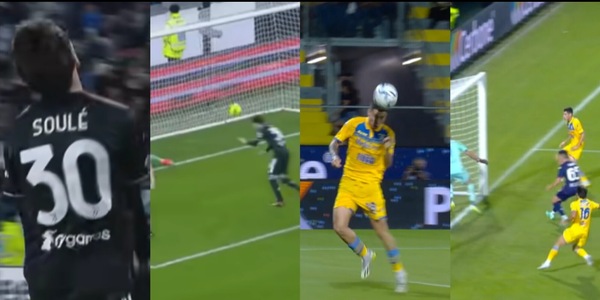 Soulé, ancora di testa: il primo gol con il Frosinone e secondo in A