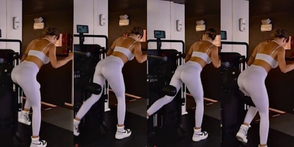 Lady Lautaro, l'allenamento in palestra si fa hot