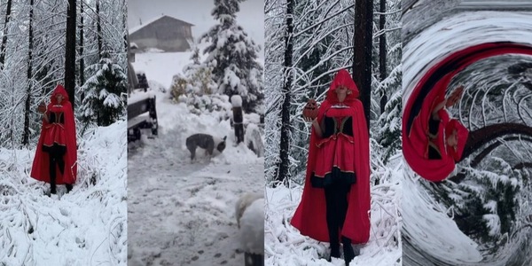 Federica Pellegrini, Halloween sulla neve in versione Cappuccetto Rosso
