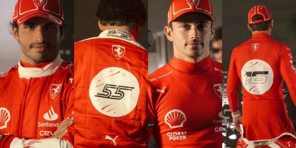 La Ferrari in bianco-rosso: ecco le nuove tute di Leclerc e Sainz