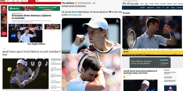 "L'uragano Sinner distrugge Djokovic": le reazioni della stampa estera
