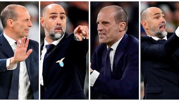 Juve-Lazio: le smorfie di Allegri, le urla di Tudor