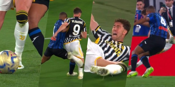 Atalanta-Juve, contatto Vlahovic-Hien in area: per Maresca non c'è il rigore