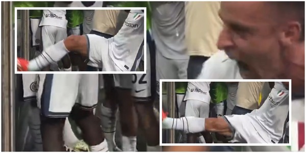 Frattesi, esultanza fuori controllo: calci furiosi alle barriere dello stadio