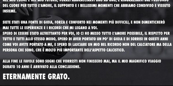 "Juve, ci ho messo tutto l'amore": la lettera d'addio commuove tifosi e compagni