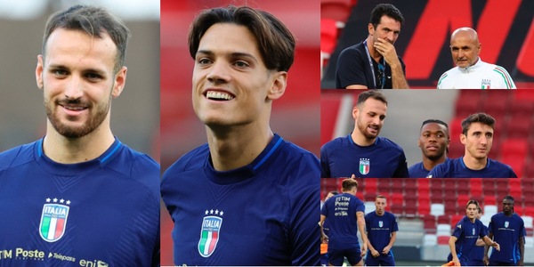 Gatti, Ricci, Cambiaso e Fagioli: sorrisi e concentrazione verso Israele-Italia